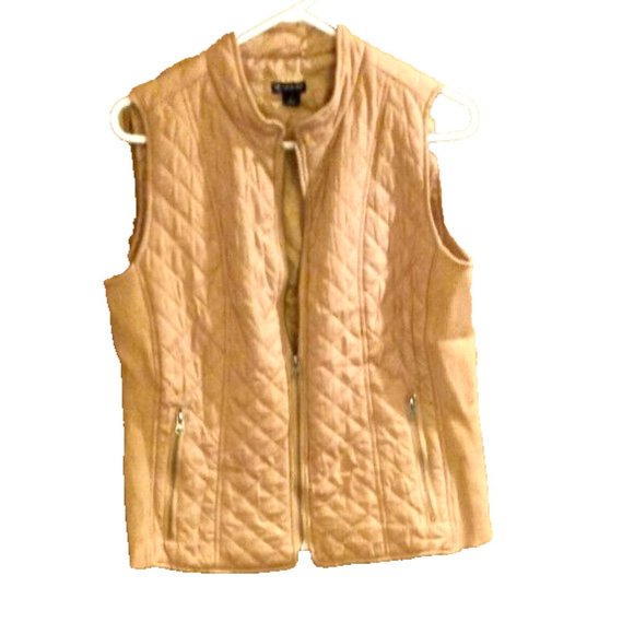 New Directions Womans Vest size small full zip beige quilted - Picture 1 of 4